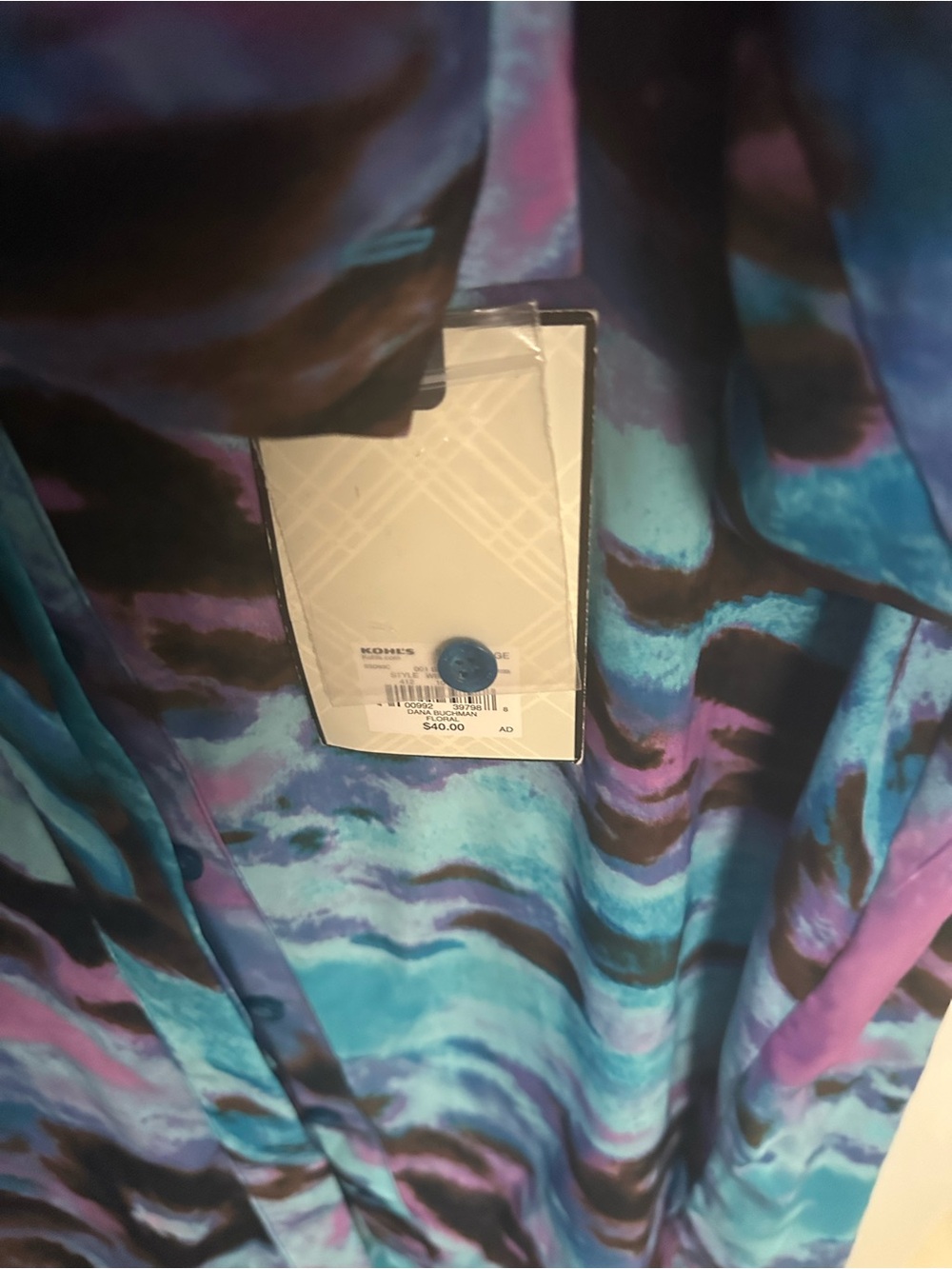 Dana Buchman Blue & Purple Abstract Print Button-Front Blouse Size XL - Picture 5 of 5